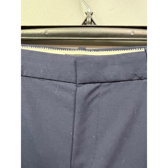 J Crew Bi Stretch Navy wool blend trousers Womens 4 pinstripe sides Pockets - Picture 5 of 6